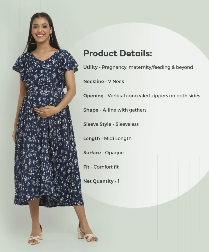 Nursing Midi Dress Navy Module 4
